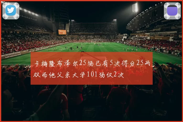 卡梅隆布泽尔25场已有5次得分25两双而他父亲大学101场仅2次